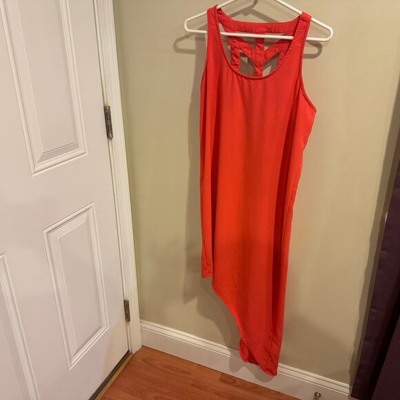 Mossimo Strappy Back Asymmetrical Orange Shift Tank Dress Size Medium - Picture 2 of 8